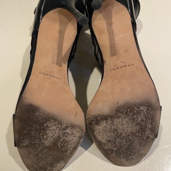 Manolo Blahnik Black Ankle Wrap Sandal - Picture 8 of 9